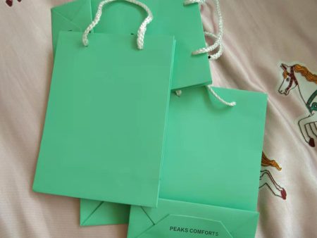 PEAKS COMFORTS paper shopping bag,light green Kraft Paper Gift Bags with Handles Shopping Bag Sale