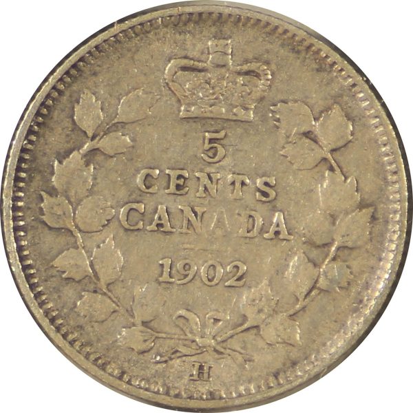 1902H Large H Over Small H Canada 5-cents Fine (F-12) Online Hot Sale