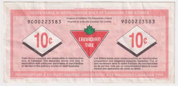 S27-Ca03-90 Replacement 2003 Canadian Tire Coupon 10 Cents Extra Fine Sale