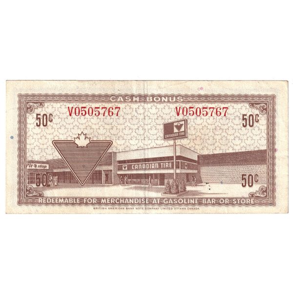 S3-E-V 1972 Canadian Tire Coupon 50 Cents VF-EF on Sale