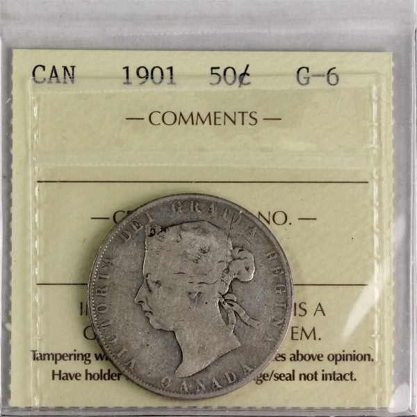 1901 Canada 50-cents ICCS Certified G-6 For Sale