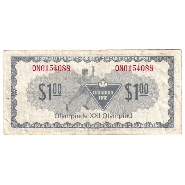 S5-F-ON 1976 Canadian Tire Coupon $1.00 F-VF (Tear) Hot on Sale