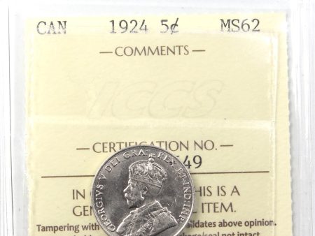 1924 Canada 5-cents ICCS Certified MS-62 Discount