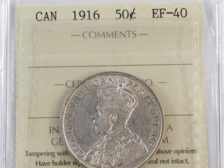 1916 Canada 50-cents ICCS Certified EF-40 Discount