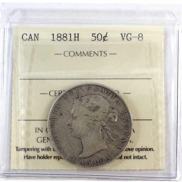 1881H Canada 50-cents ICCS Certified VG-8 Online Sale