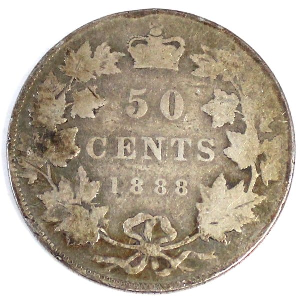 1888 Obv. 3 Canada 50-cents Good (G-4) $ Cheap