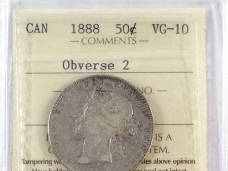 1888 Obv. 2 Canada 50-cents ICCS Certified VG-10 Hot on Sale