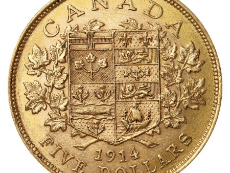 1914 Canada $5 Gold EF-AU (EF-45) $ Online Sale