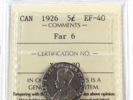 1926 Far 6 Canada 5-cents ICCS Certified EF-40 Fashion