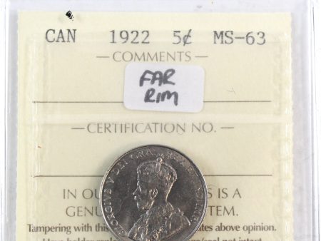 1922 Far Rim Canada 5-cents ICCS Certified MS-63 (XJX 116) Online now