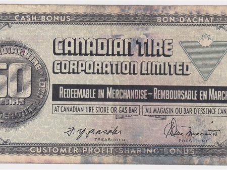 S3-F-W 1972 Canadian Tire Coupon $1.00 F-VF (Stain) on Sale