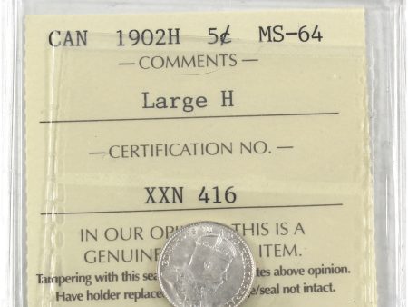 1902H Large H Canada 5-cents ICCS Certified MS-64 (XXN 416) Online Sale