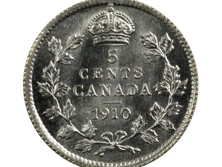 1910 Pointed Leaves Canada 5-cents Brilliant Uncirculated (MS-63) $ Hot on Sale