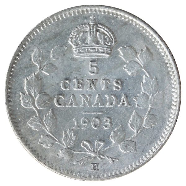 1903H Small H Canada 5-cents ICCS Certified AU-50 Sale