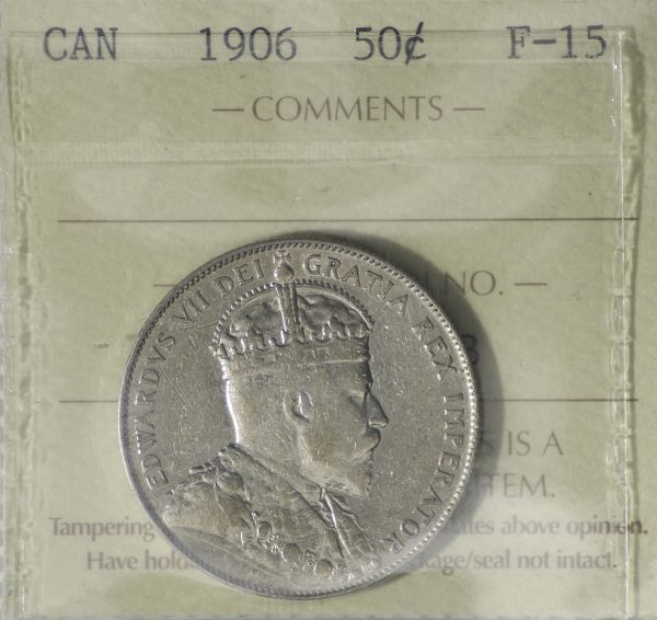 1906 Canada 50-cents ICCS Certified F-15 For Cheap