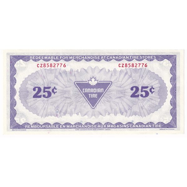 S8-D-CZ1 White C 1985 Canadian Tire Coupon 25 Cents AU-UNC Cheap