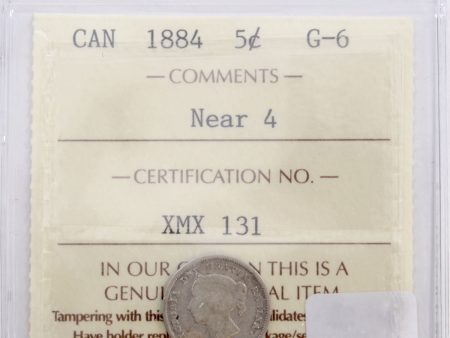 1884 Near 4 Canada 5-cents ICCS Certified G-6 Online Hot Sale