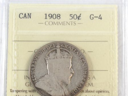 1908 Canada 50-cents ICCS Certified G-4 For Sale