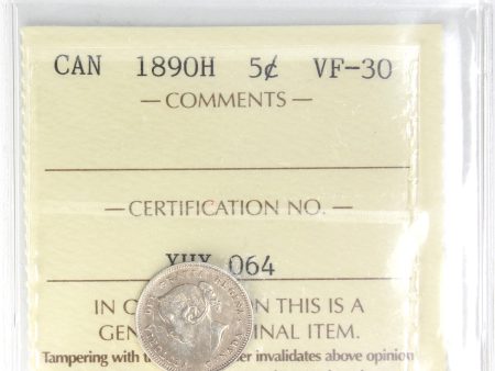 1890H Canada 5-cents ICCS Certified VF-30 Cheap