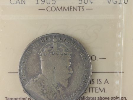 1905 Canada 50-cents ICCS Certified VG-10 Hot on Sale