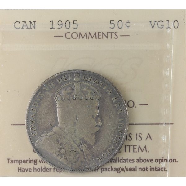 1905 Canada 50-cents ICCS Certified VG-10 Hot on Sale