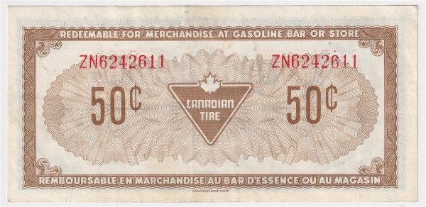 S4-E-ZN2 Orange # 1974 Canadian Tire Coupon 50 Cents Extra Fine For Cheap