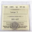 1885 Large 5 Canada 5-cents ICCS Certified VF-30 Online Hot Sale