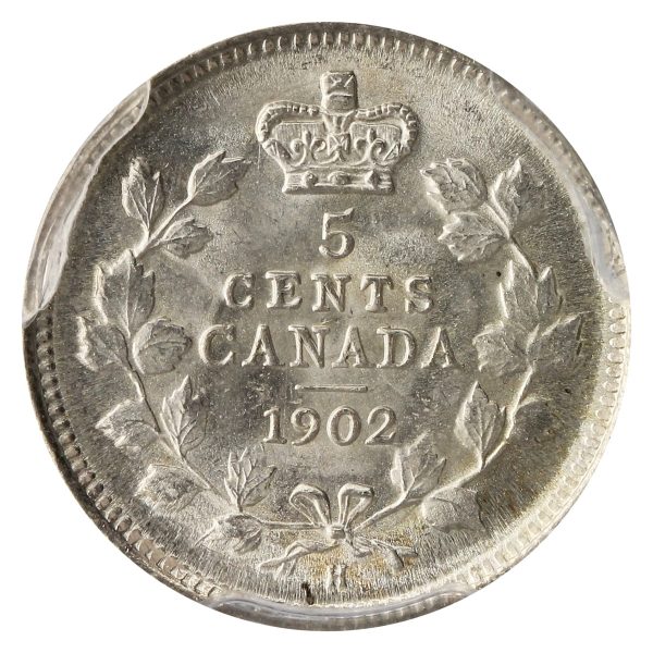 1902H Small H Canada 5-cents PCGS Certified MS-63 Discount