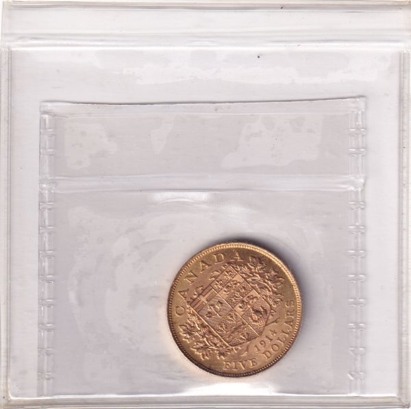 1914 Canada $5 Gold ICCS Certified AU-50 Cheap