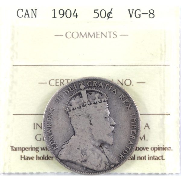 1904 Canada 50-cents ICCS Certified VG-8 Fashion