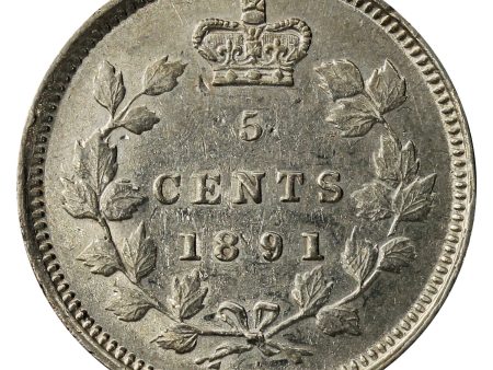 1891 Obv. 2 Canada 5-cents Almost Uncirculated (AU-50) $ Online Hot Sale