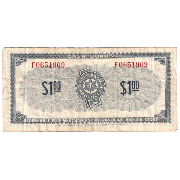 S1-F-F 1961 Canadian Tire Coupon $1.00 F-VF Sale