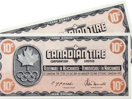 S5-C-LN 1976 Canadian Tire Coupon 10 Cents Uncirculated (2 in Sequence) Fashion