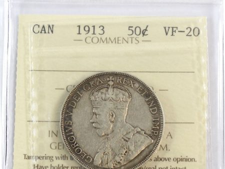 1913 Canada 50-cents ICCS Certified VF-20 on Sale