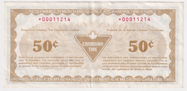 S13-Ea-*0 Replacement 1991 Canadian Tire Coupon 50 Cents VF-EF Discount