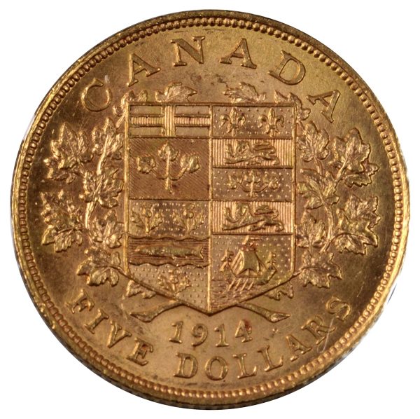 1914 Canada $5 Gold AU-UNC (AU-55) $ Online