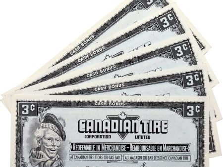 S4-A-XN 1974 Canadian Tire Coupon 3 Cents AU-UNC (5 in Sequence) Hot on Sale