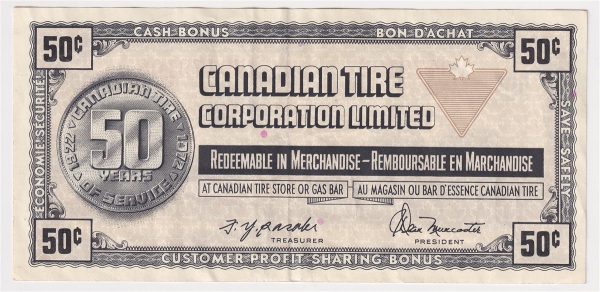 S3-E-V 1972 Canadian Tire Coupon 50 Cents Extra Fine Supply