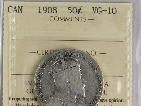 1908 Canada 50-cents ICCS Certified VG-10 For Discount