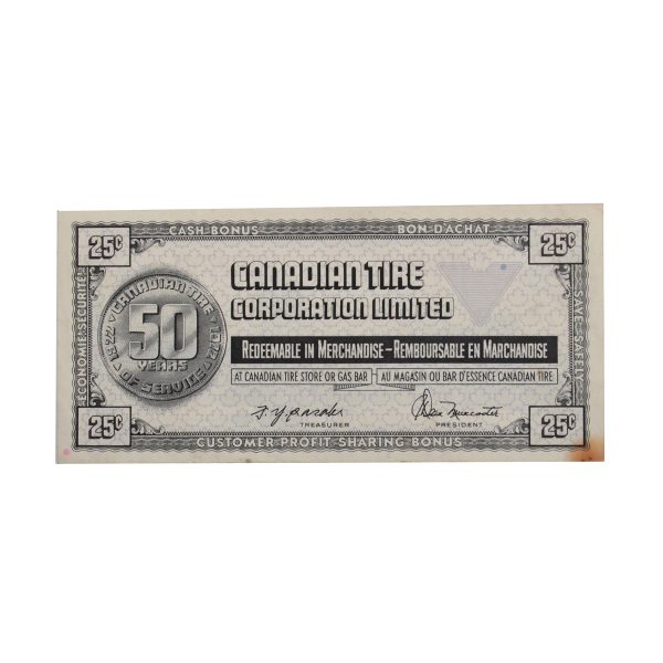 S2-D-U 1972 Canadian Tire Coupon 25 Cents VF-EF (Stain) Hot on Sale