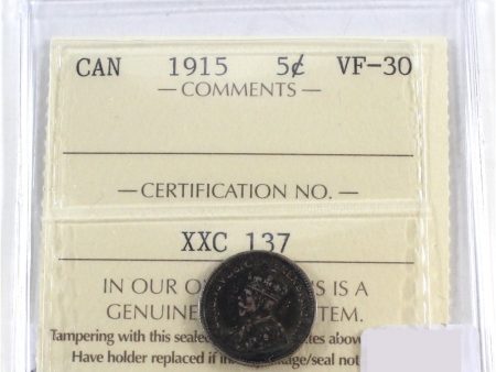 1915 Canada 5-cents ICCS Certified VF-30 Online now