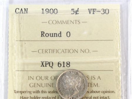 1900 Round 0 s Canada 5-cents ICCS Certified VF-30 Sale