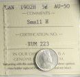 1902H Small H Canada 5-cents ICCS Certified AU-50 Online