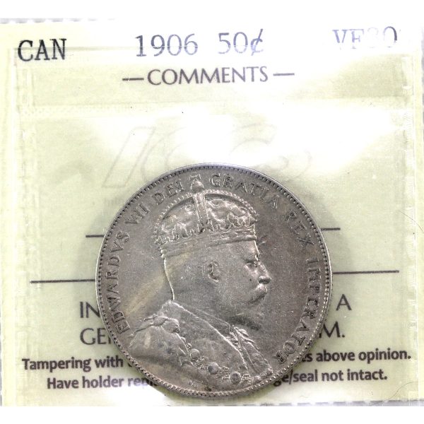 1906 Canada 50-cents ICCS Certified VF-30 Online Hot Sale