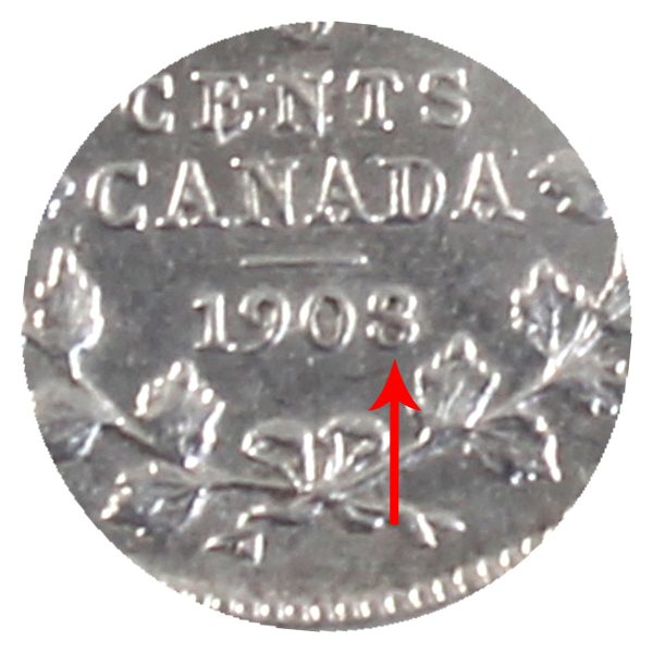 1908 Small 8 Canada 5-cents ICCS Certified EF-40 Supply