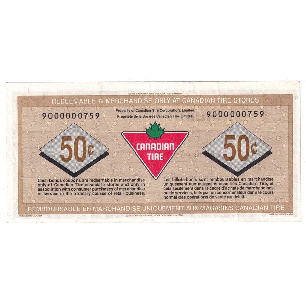 S17-Ea1-90 Replacement 1992 Canadian Tire Coupon 50 Cents Extra Fine Online Sale