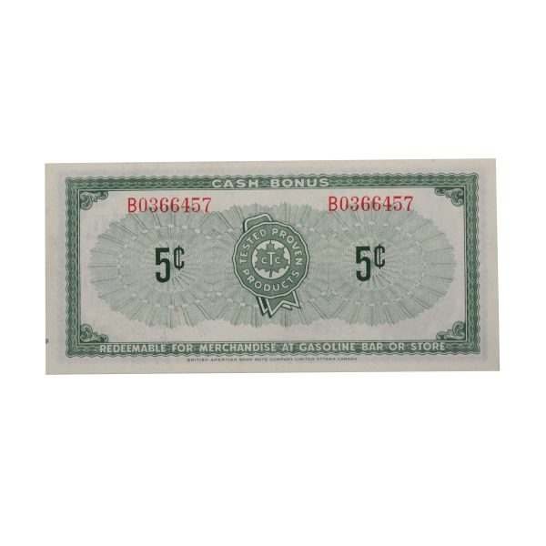 S1-B-B 1961 Canadian Tire Coupon 5 Cents AU-UNC For Cheap