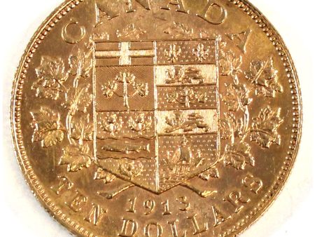 1913 Canada $10 Gold AU-UNC (AU-55) $ Fashion