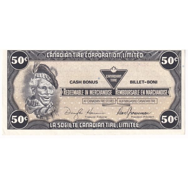 S8-E-DZ1 White C 1985 Canadian Tire Coupon 50 Cents AU-UNC Fashion