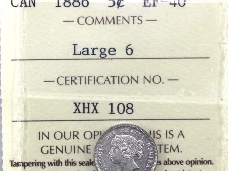 1886 Large 6 Canada 5-cents ICCS Certified EF-40 Supply